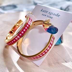 Kate Spade Gingham Heritage Spade Flower Hoop Earrings